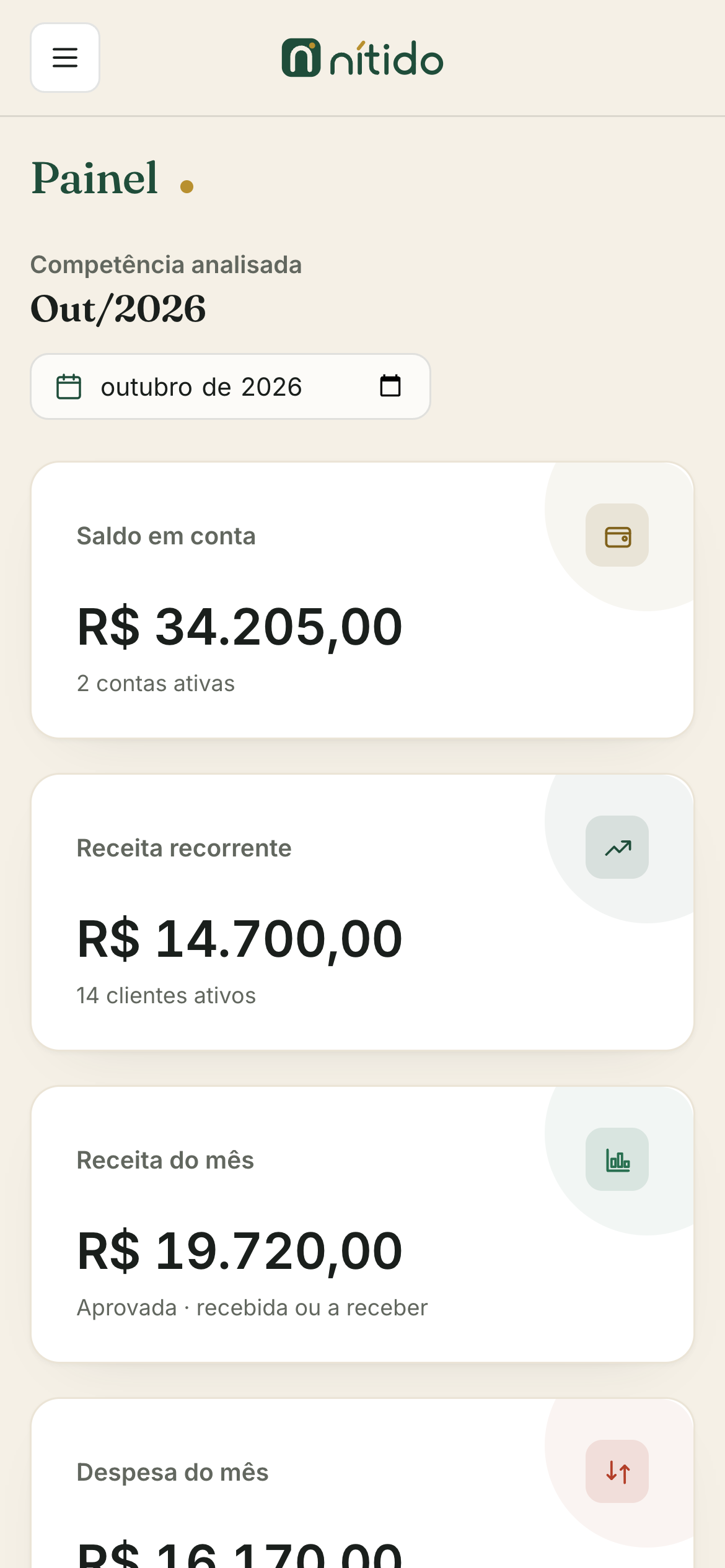 O Nítido aberto no celular
